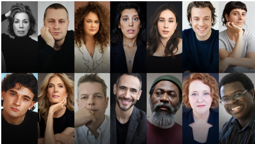 Collage of fourteen diverse adults looking at the camera, two rows of portraits spanning different ages and ethnicities.